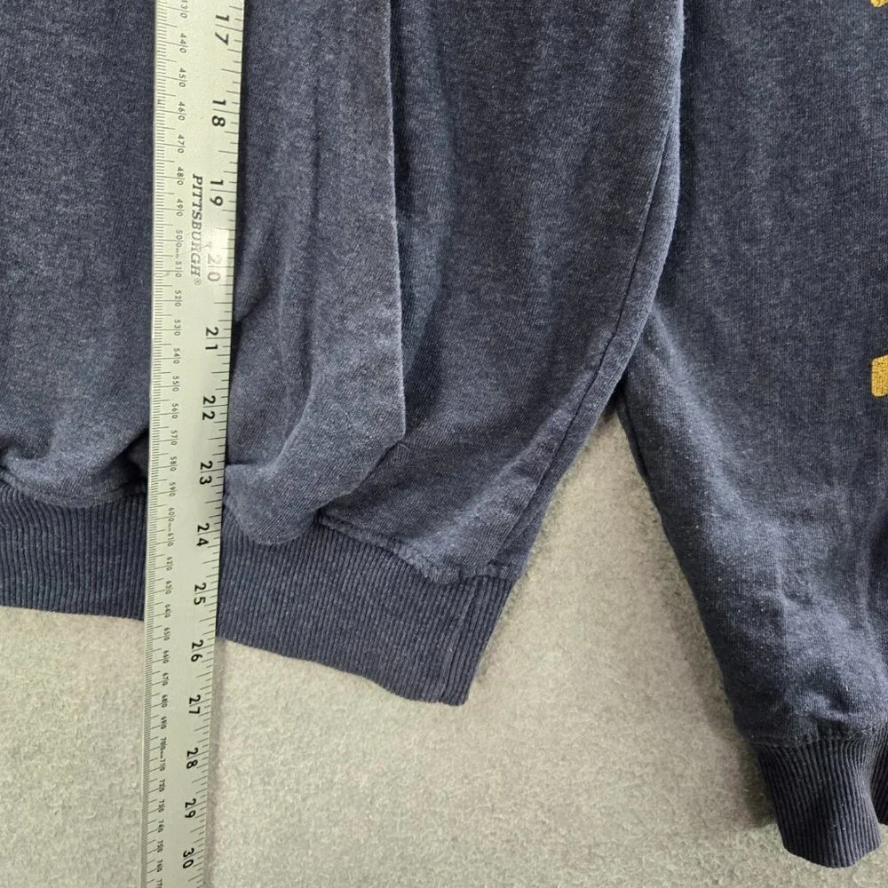 True Religion Men Sweatshirt Medium Blue Hoodie Logo Graphic Print Pullover